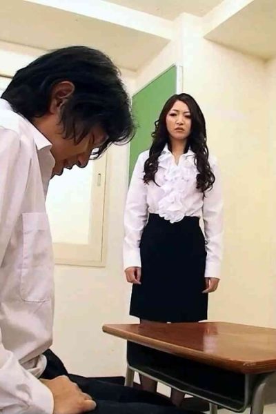 Boy caught Jerk by Japanese Mature Teacher and get his First Sex in her Hairy Pussy